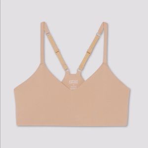 Girlfriend Collective V-Neck Bralette in Pebble XXS